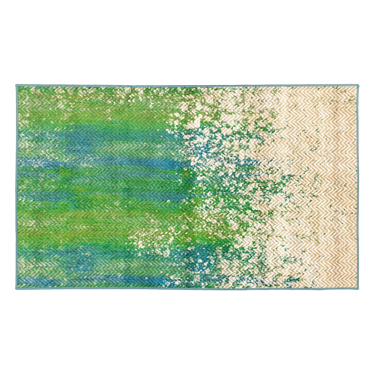 My Magic Carpet Hazel Chevron Teal Washable Rug 10089613 HSN