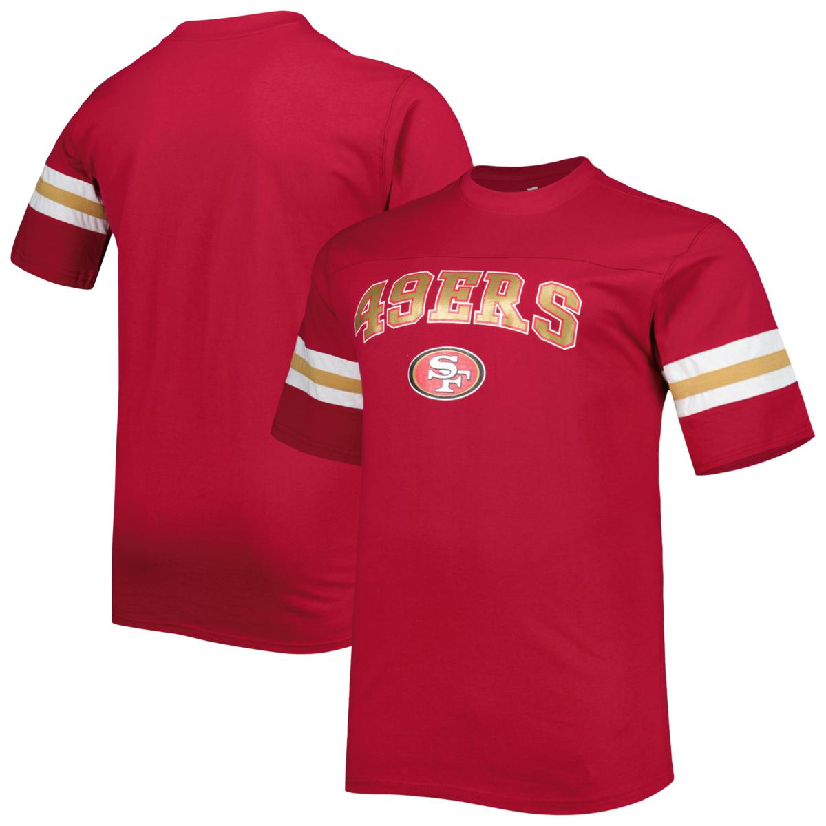 Men's Scarlet San Francisco 49ers Big & Tall Arm Stripe T-Shirt ...