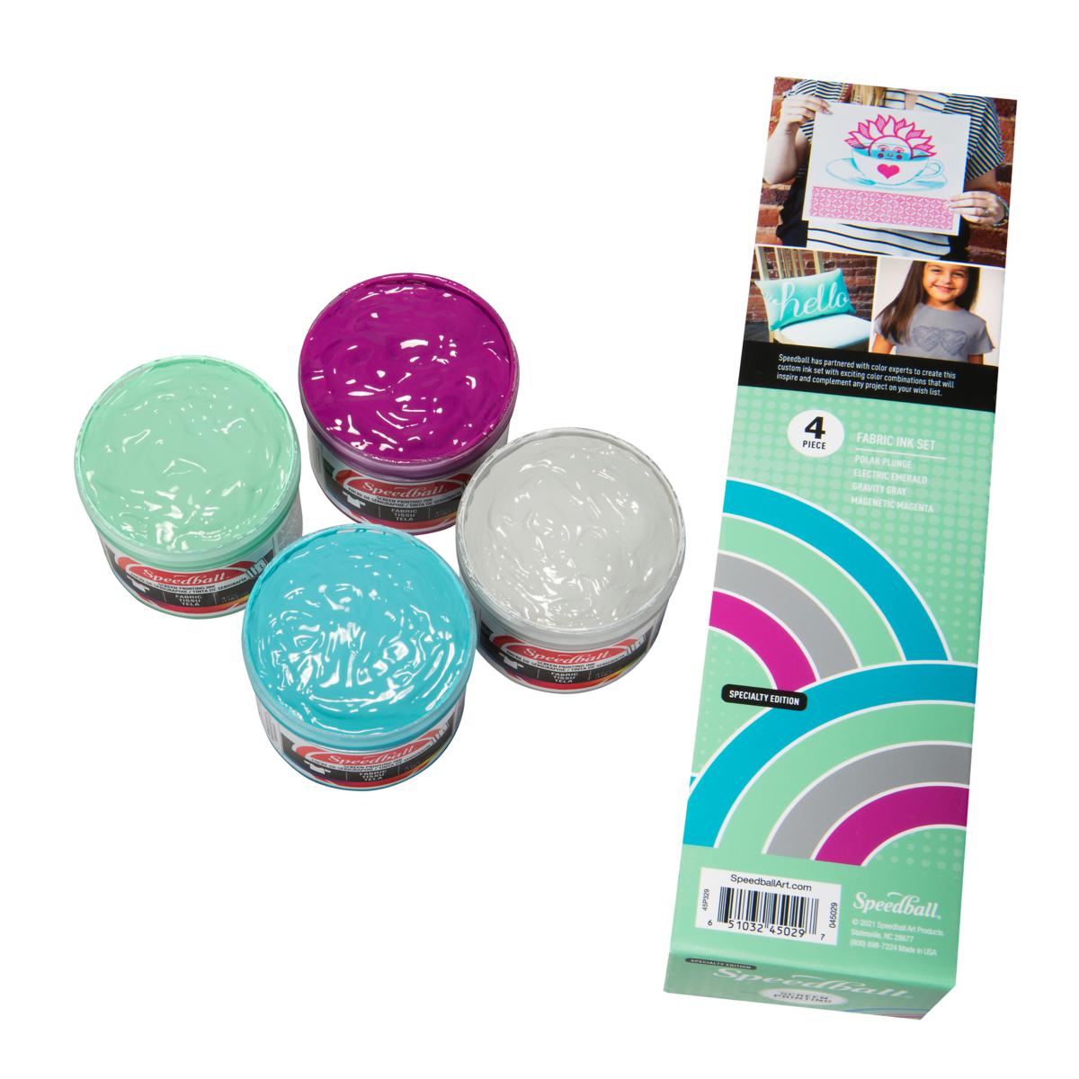 Speedball Fabric Screen Printing Ink Set, 4 oz. Bottles Energy Surge