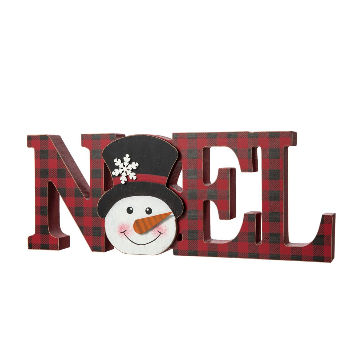 Glitzhome 15in. L Wooden Christmas Plaid NOEL Table Decor 22187769 HSN