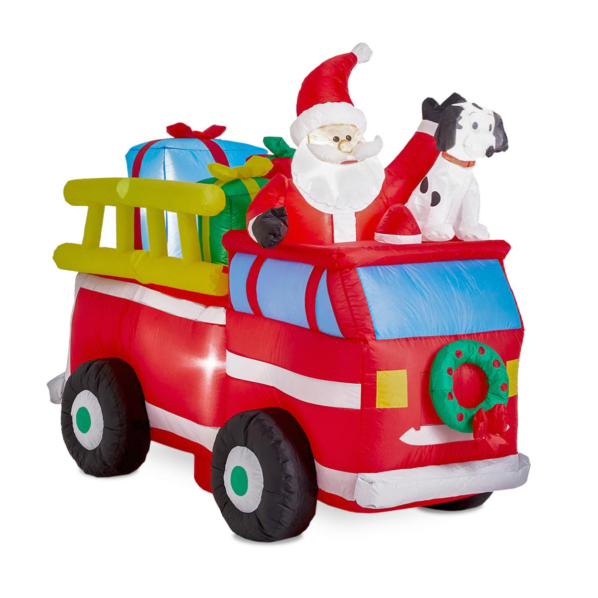 Glitzhome 6.75FT Lighted Inflatable Santa in Truck Decor 22187817 HSN