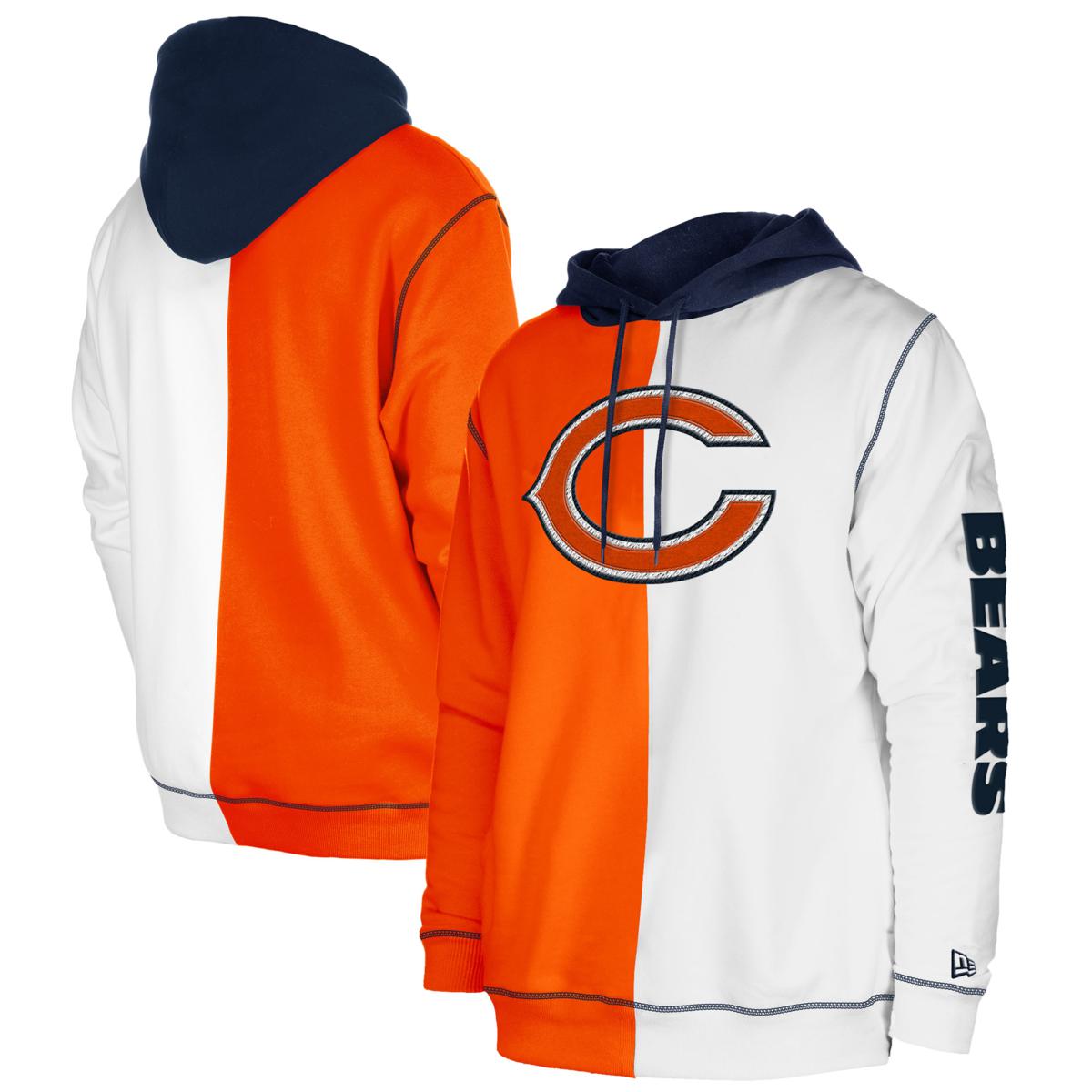 Men's New Era Orange/White Chicago Bears Third Down Split Raglan