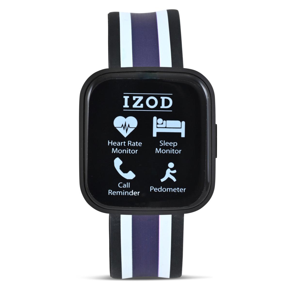 IZOD Adult Unisex Smart Watch in Gun Metal Navy and White Stripe 22490937 HSN