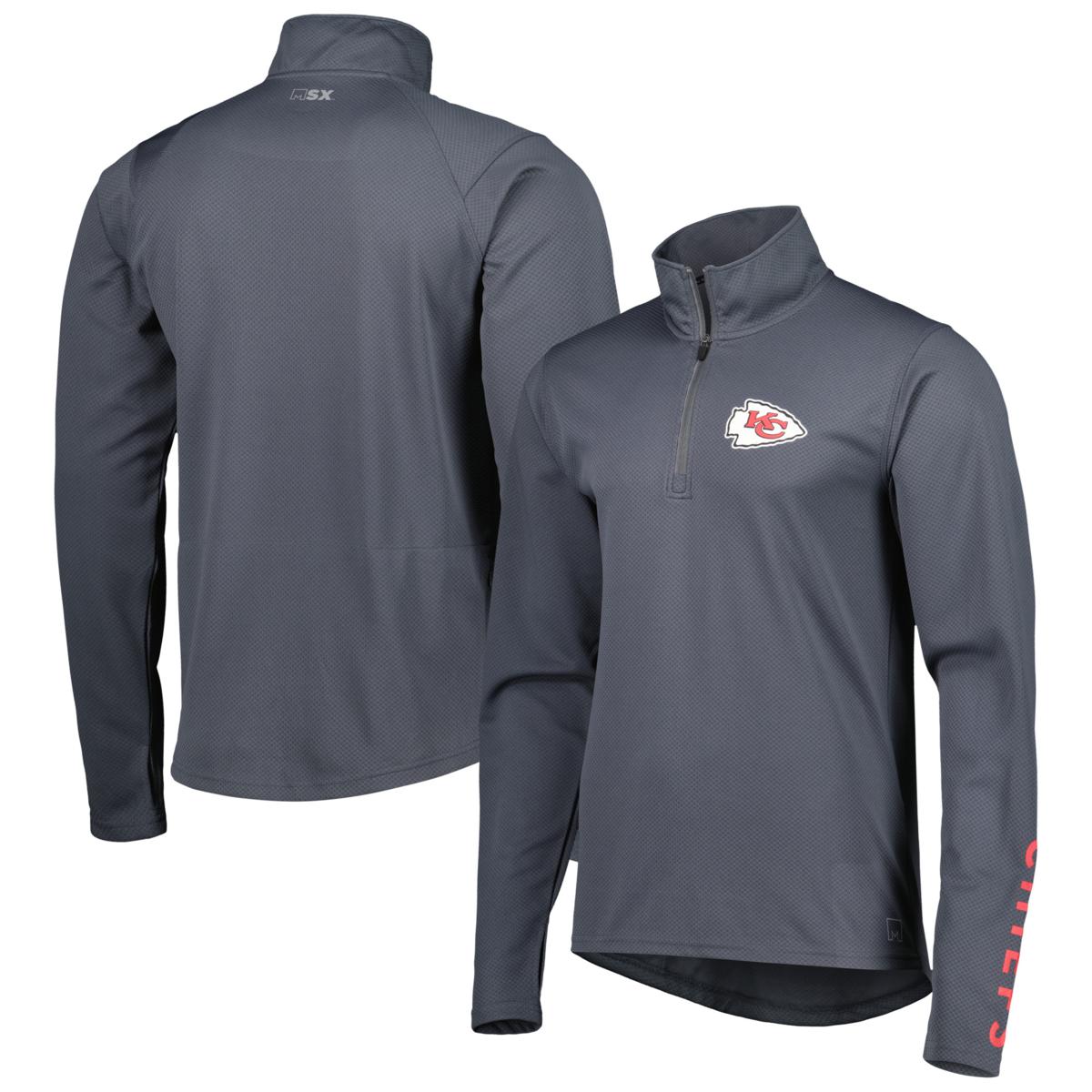 Men's MSX by Michael Strahan Charcoal Kansas City Chiefs Half-Zip ...