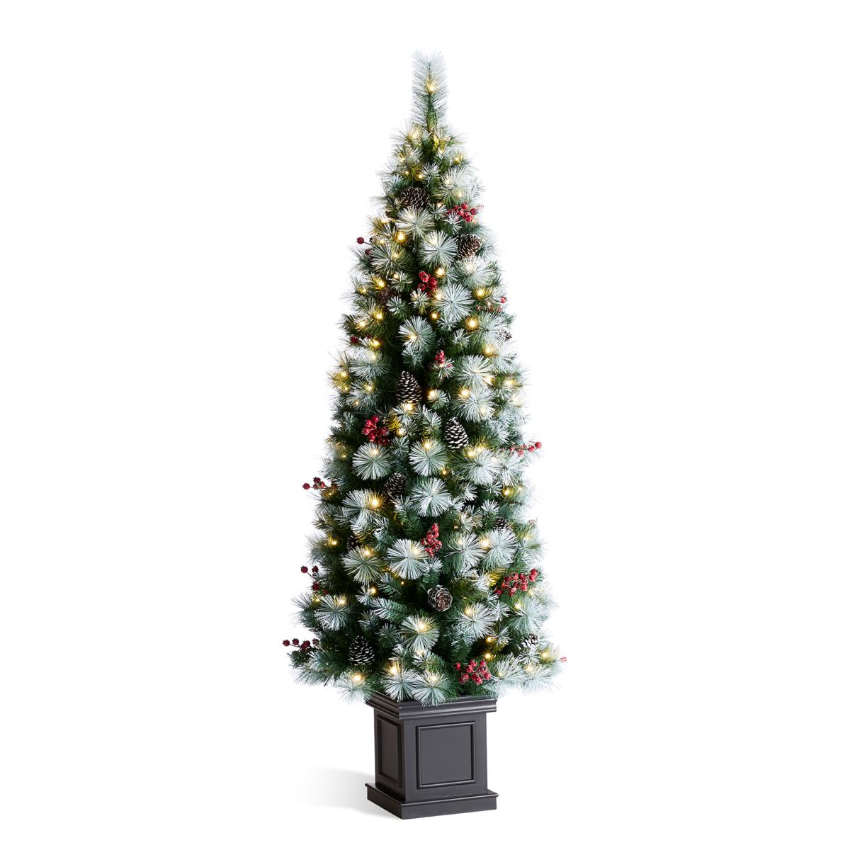 Glitzhome 6ft PreLit Christmas Porch Tree w/ 200 Warm White Lights