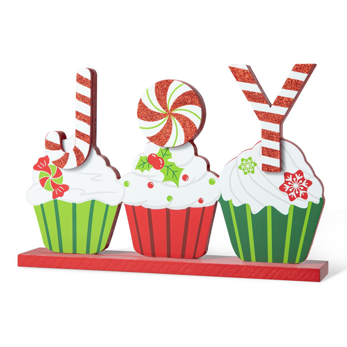 Glitzhome 12"L JOY Christmas Cupcakes Table Décor 23335453 HSN