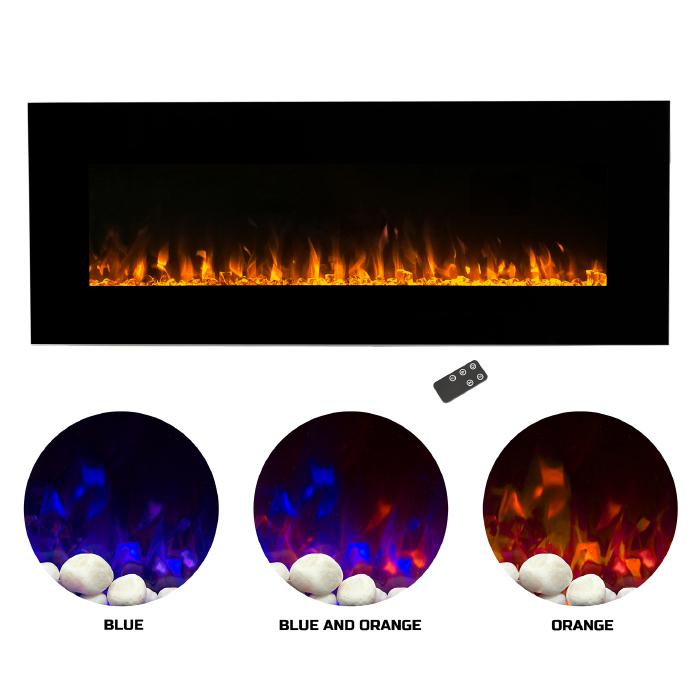 Electric Fireplace Wall Mounted LED Fire and Ice Flame With Remote 54