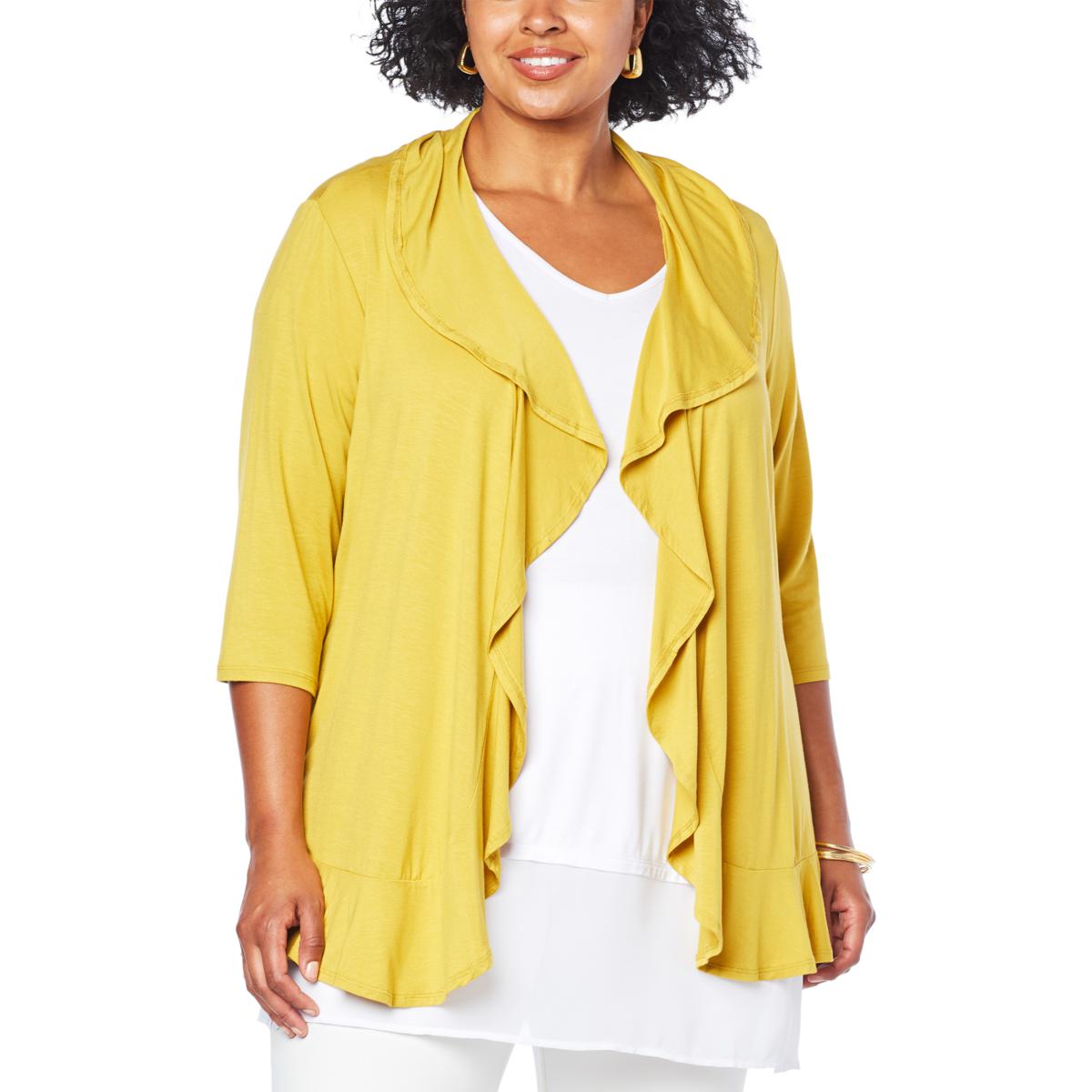 Antthony Ruffled Peplum ElbowSleeve Cardigan 20364694 HSN