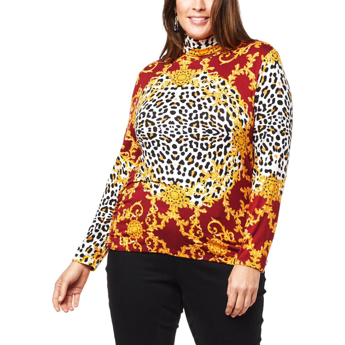 IMAN Global Chic Printed Turtleneck With Shirred Detail - 20495370 | HSN