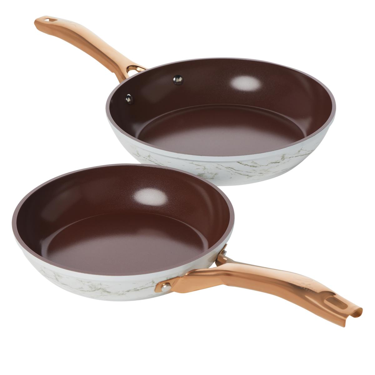 Lorna Maseko Ceramic Nonstick 8" and 9.5" Skillets w/Rose Gold Handles
