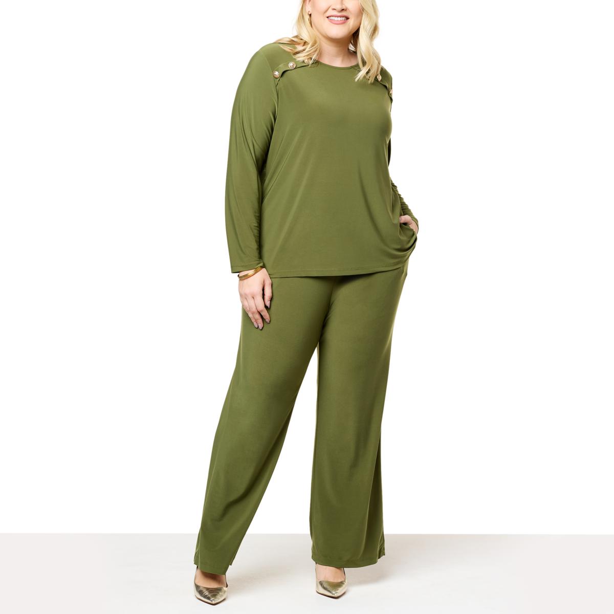 Antthony 2piece Buttoned Shoulder Top and Pant Set 20620889 HSN