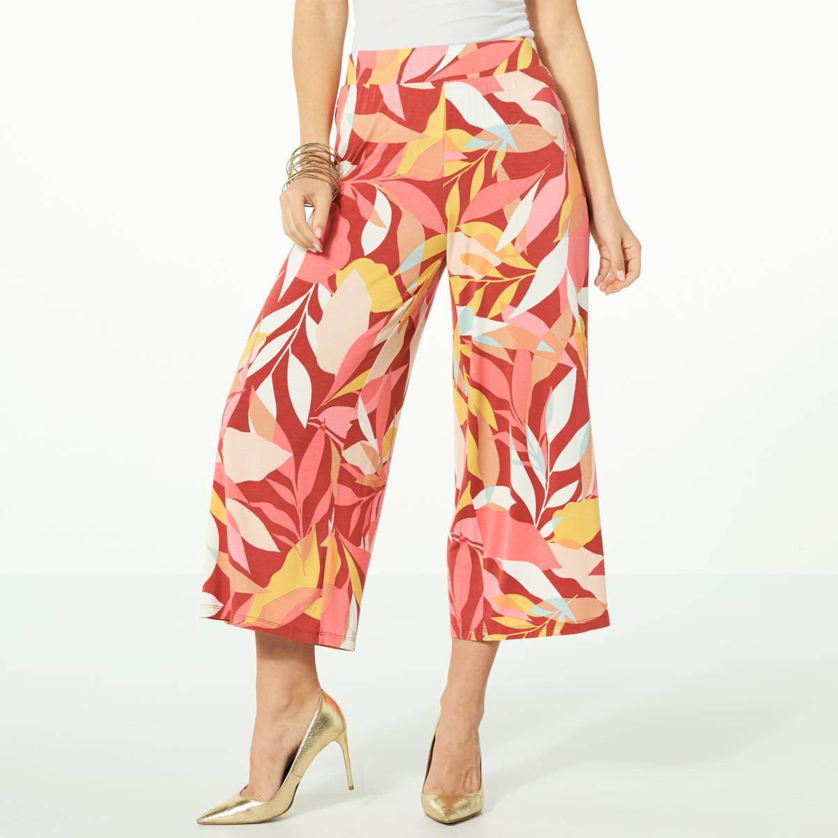 IMAN Global Chic Printed Knit Pull-On Cropped Palazzo Pant - 20679639 | HSN