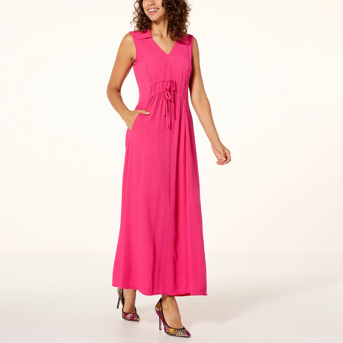 Nina Leonard Collared V-Neck Maxi Dress - 20751460 | HSN