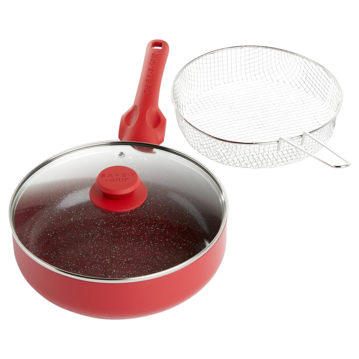 SafeTGrip 9.5" Ceramic Nonstick Deep Fry Pan Set 20803460 HSN