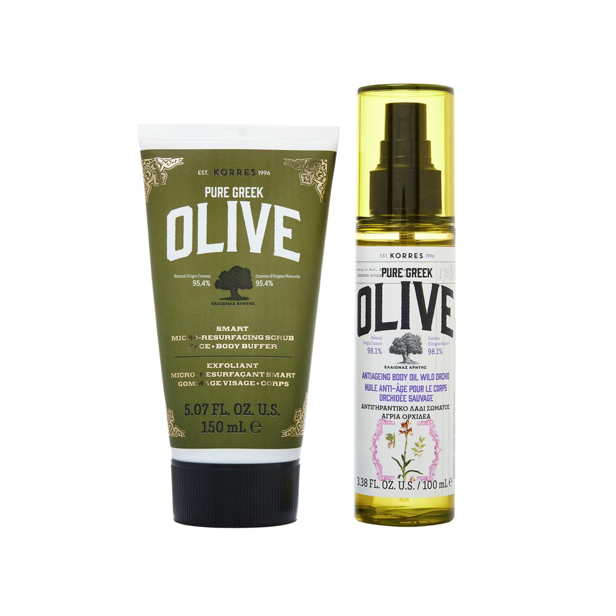 Korres Olive 2piece Face & Body Scrub & Body Oil Set 10089567 HSN