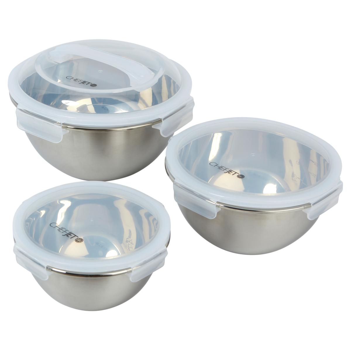 Chef Jet Tila 6pc MicrowaveSafe Stainless Steel Bowls with Lids