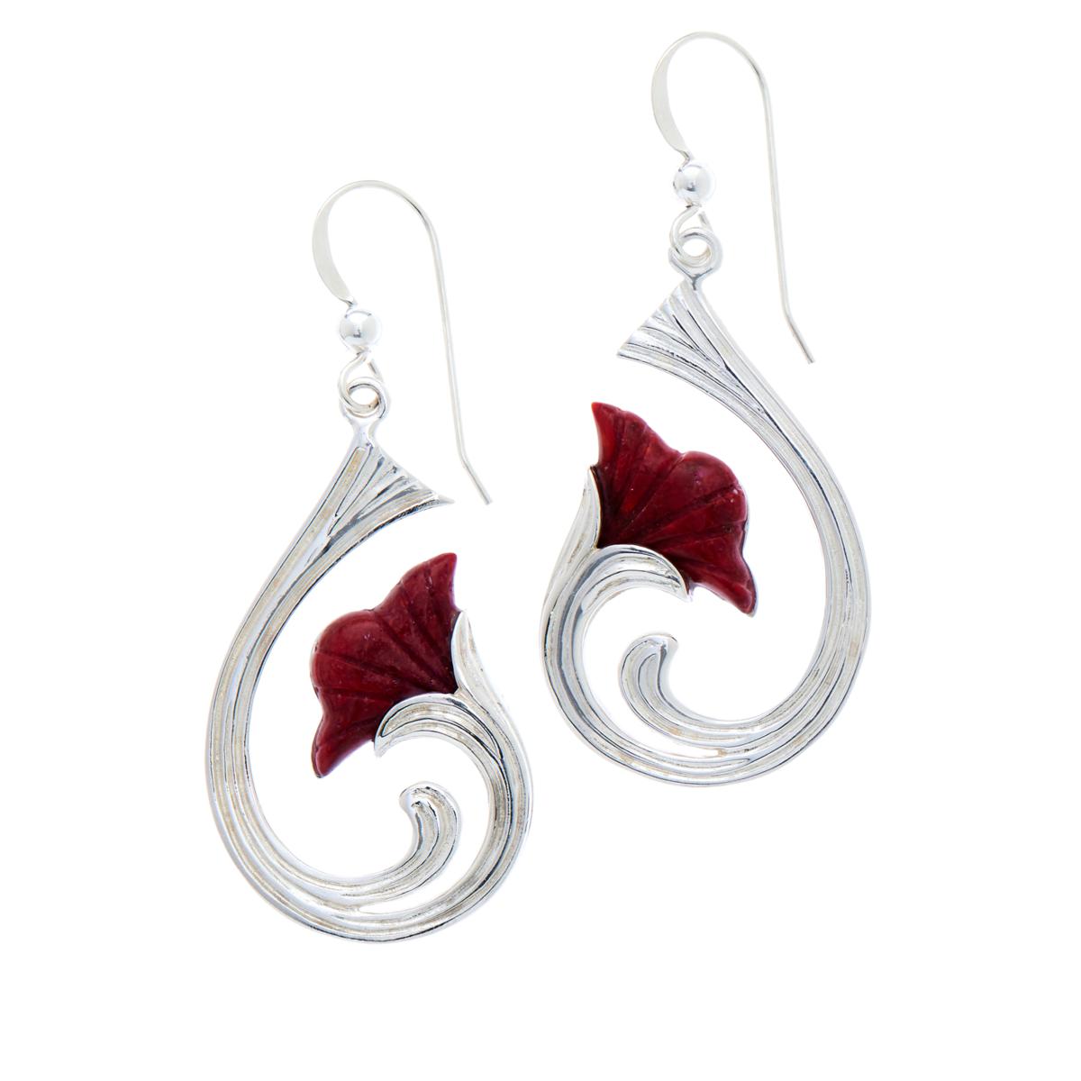 Jay King Sterling Silver Kandy Apple Red Coral Drop Earrings 20895705