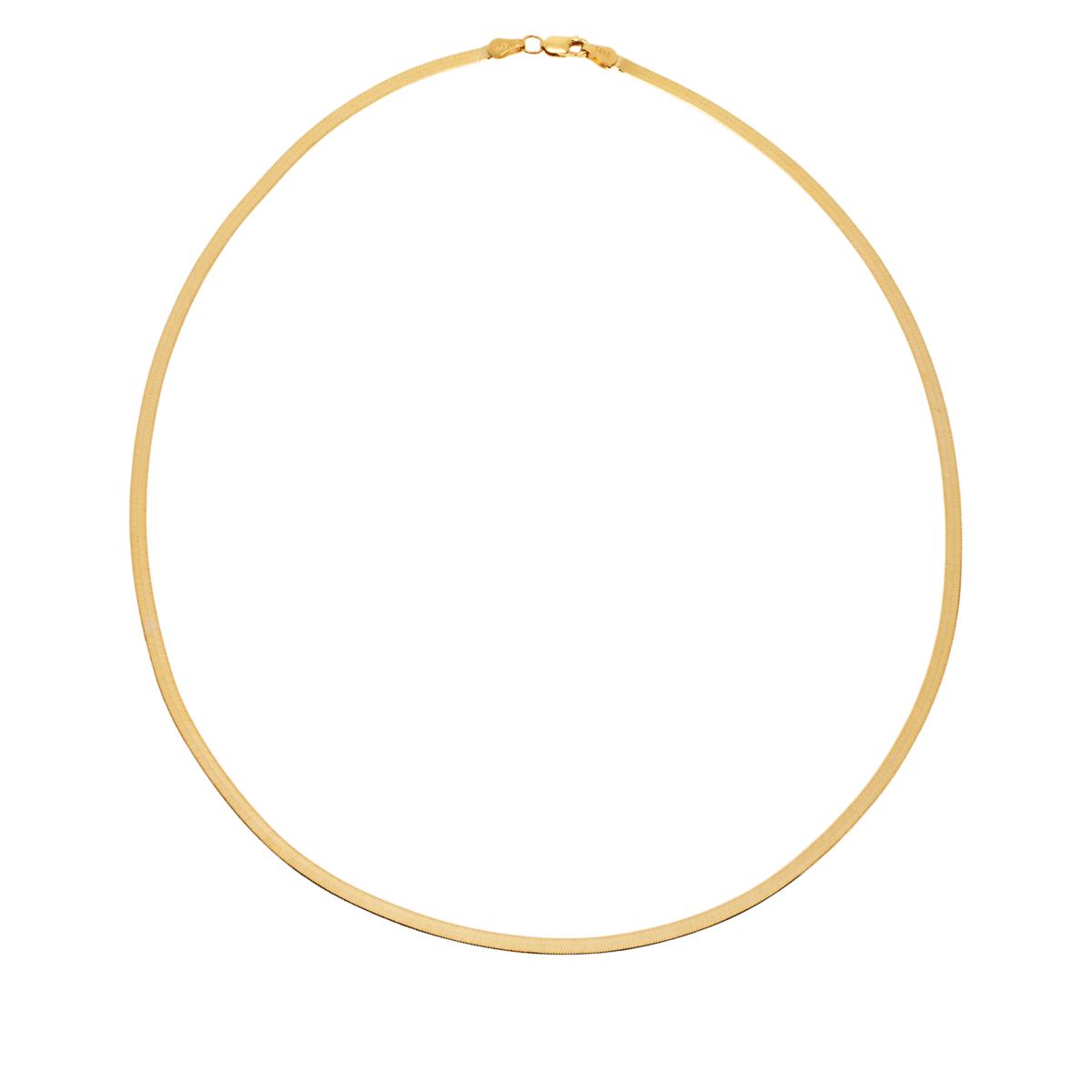14K Gold 18" Herringbone Chain Necklace 20919471 HSN