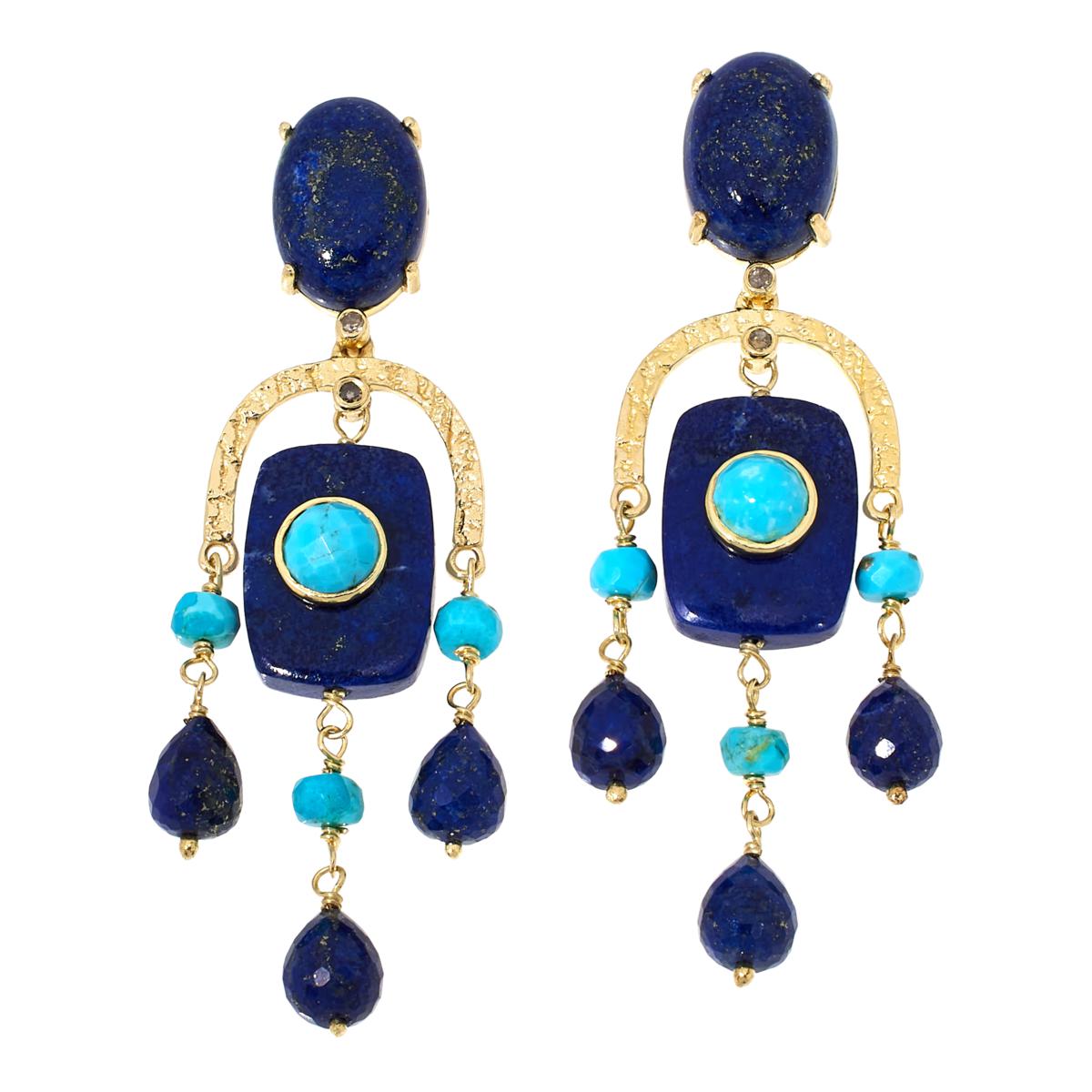 Rarities Gold-Plated Multigemstone and Champagne Diamond Earrings ...