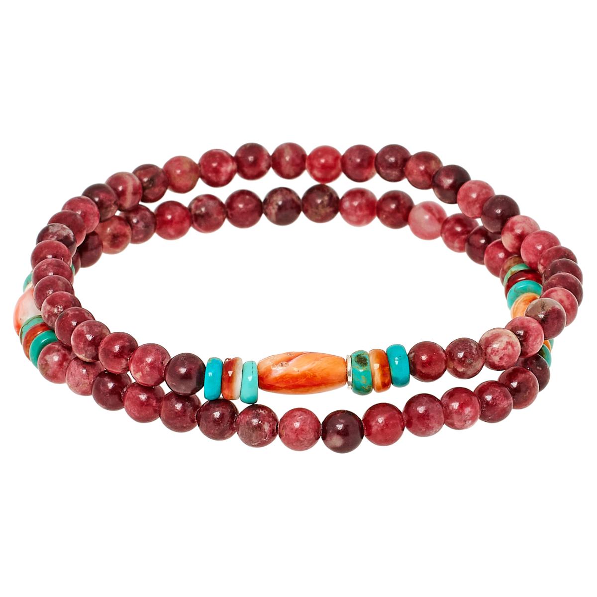 Jay King 2Piece Thulite & Multigemstone Bead Stretch Bracelets