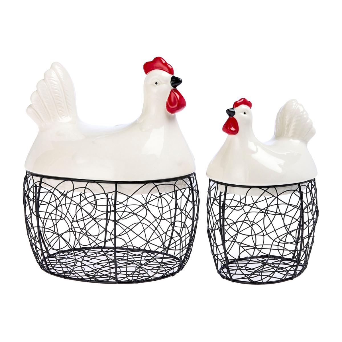 Emryn House Set of 2 Ceramic Hen Iron Baskets - 21594128 | HSN