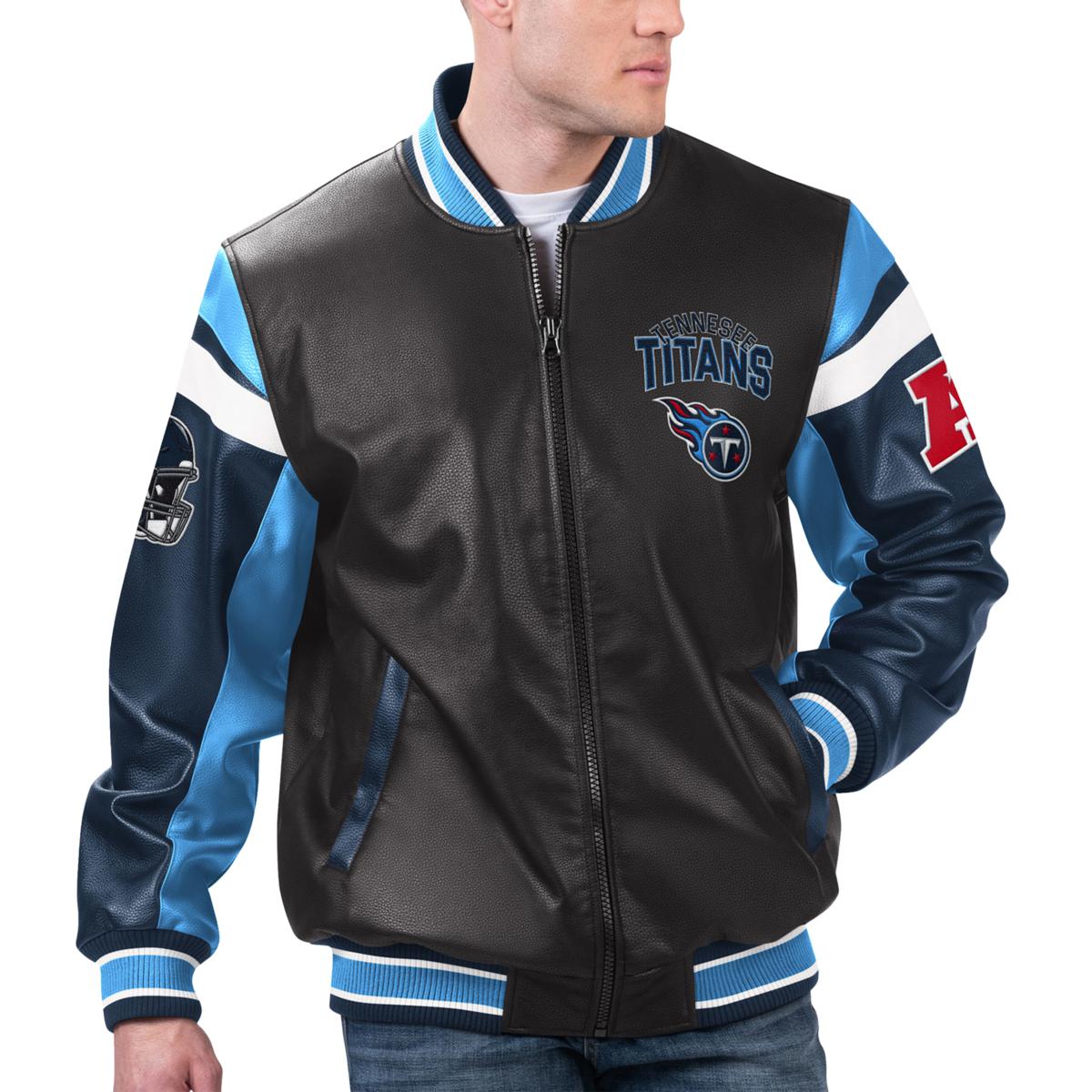Officially Licensed NFL Men's Faux Leather Varsity Jacket by Glll