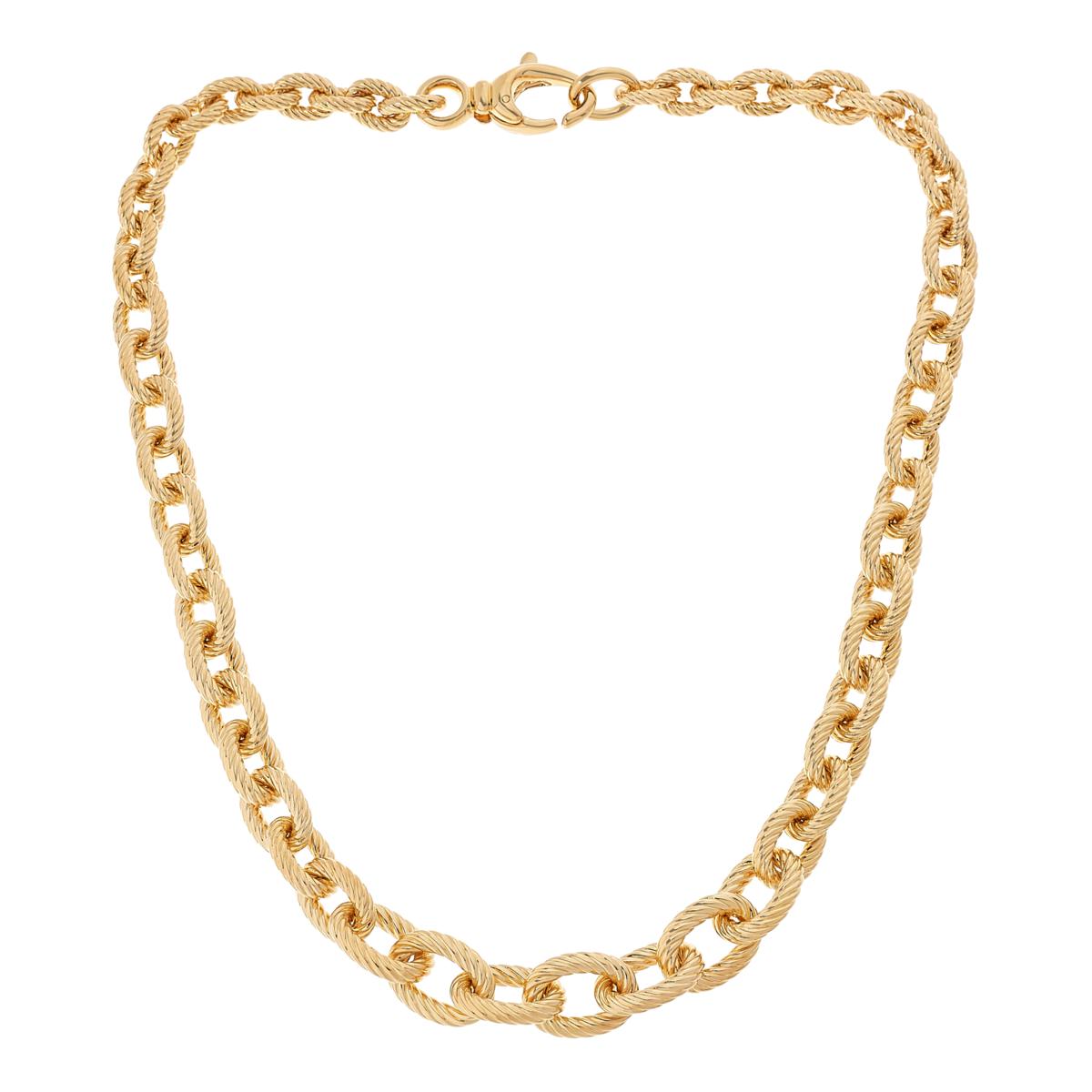 Soave Oro 14K Electroform 20" Rolo Link Twisted Chain Necklace