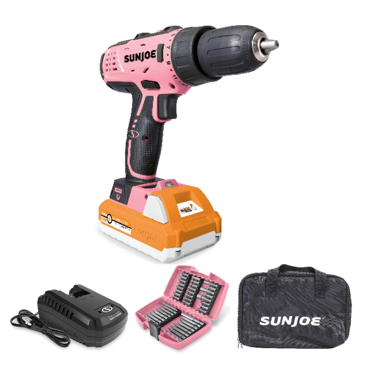 Sun Joe 24V Cordless Drill/Driver with 40pc Driver Bit Set & Carry Bag