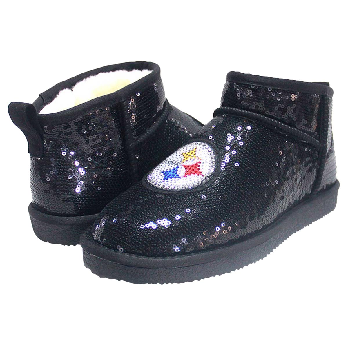 Officially Licensed NFL Sequin Faux Fur Lined Ankle Boot by Cucé Shoes