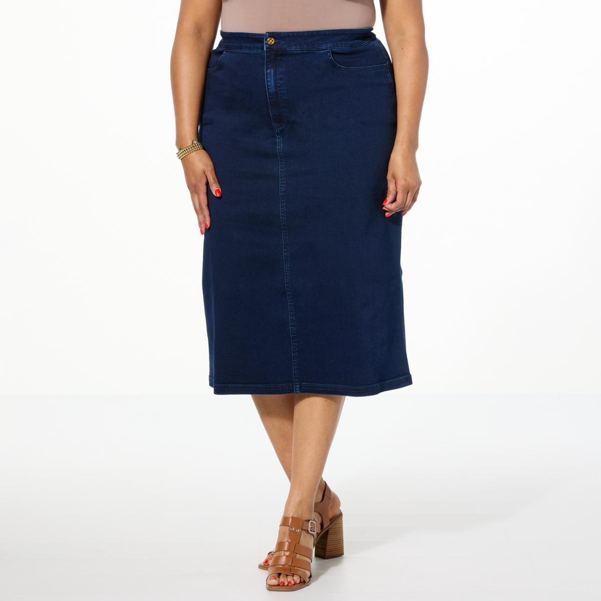 IMAN Global Chic Denim Midi Skirt - 22507253 | HSN