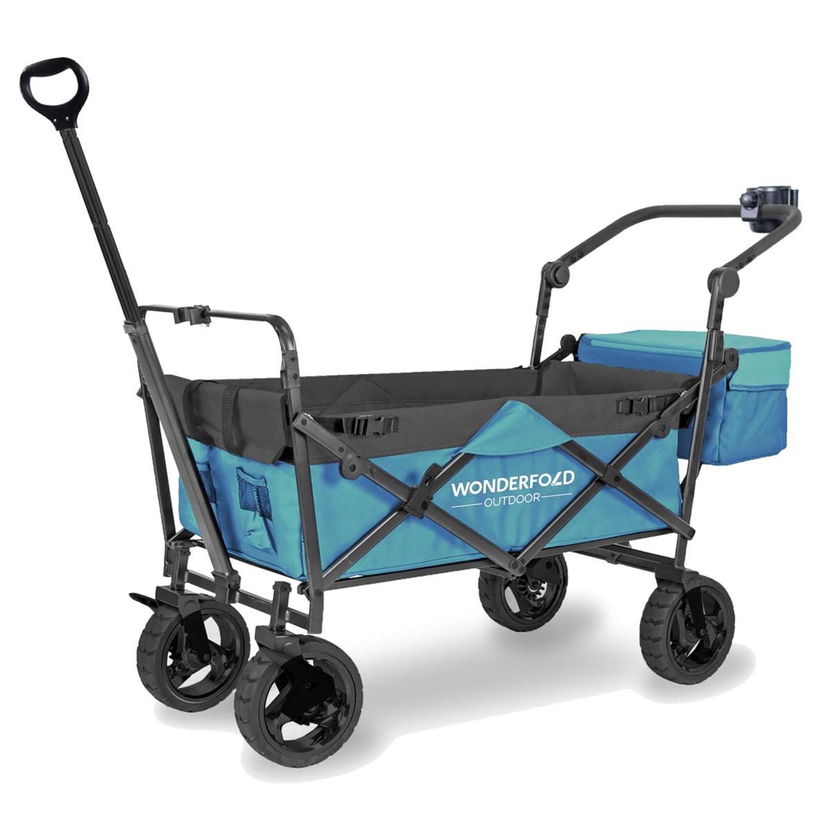 WonderFold S3 Push & Pull Folding Wagon with Cooler and Cupholder