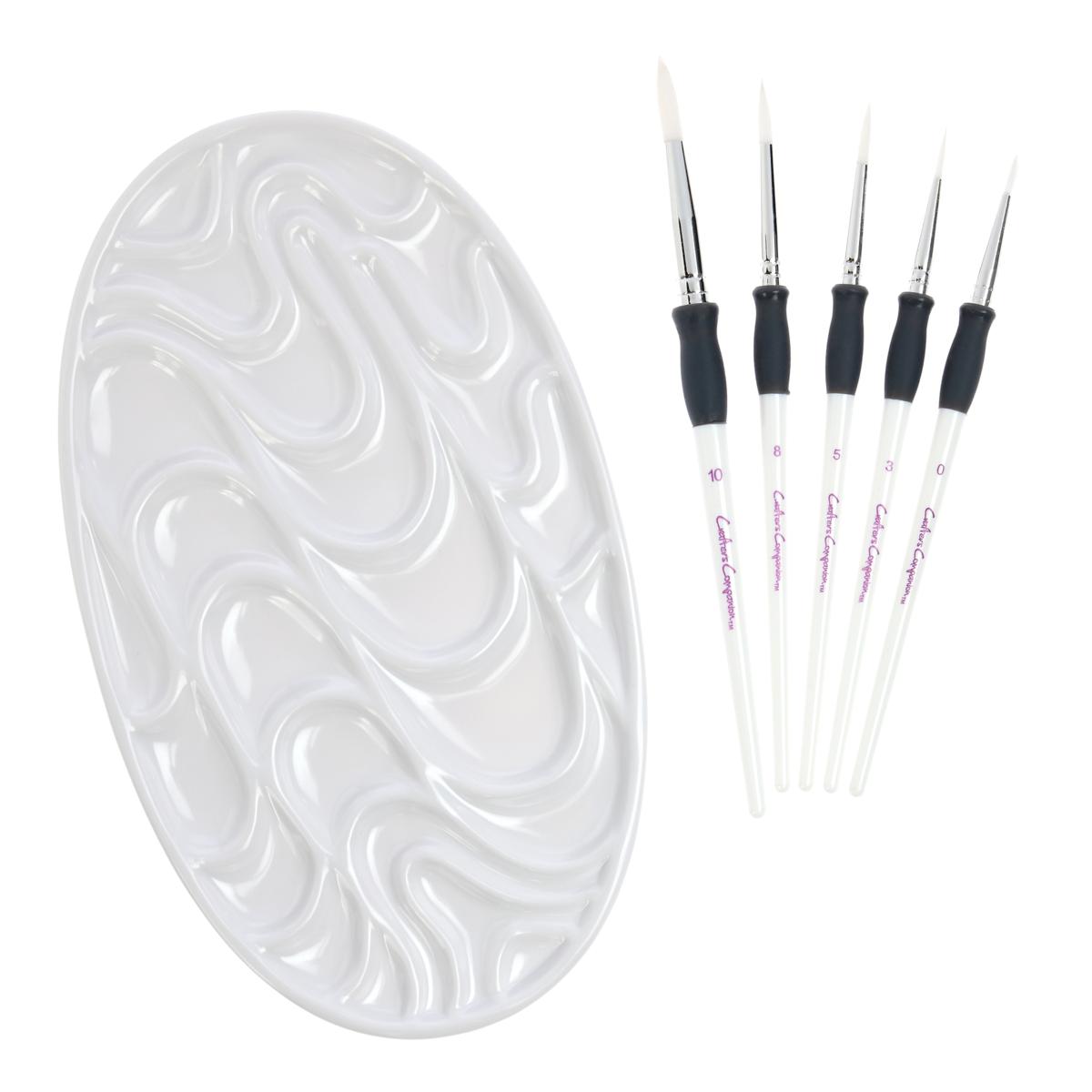 Crafter's Companion Set of 5 Paint Brushes and Mixing Palette