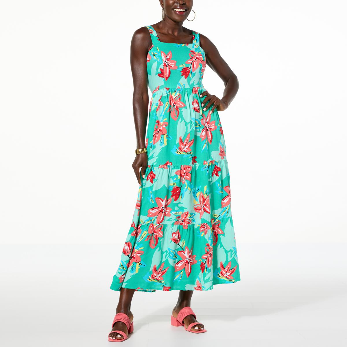 Antthony Printed Challis Tiered Maxi Tank Dress - 22935753 | HSN