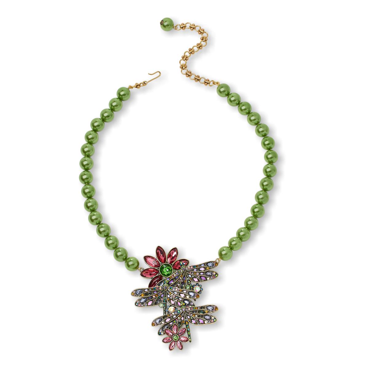 Heidi Daus Demoiselle Dragonfly Crystal and Bead Necklace 23101570 HSN