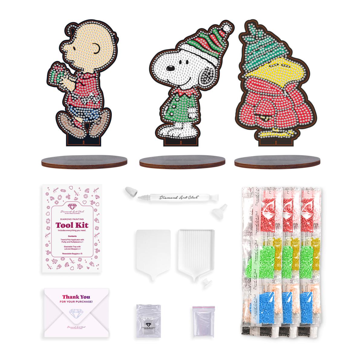 Diamond Art Club Peanuts Sparkle Pals Kit - Woodstock, Charlie, Snoopy ...