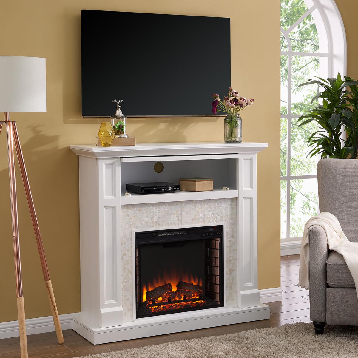 Grinston Tiled Media Fireplace Console 8886596 HSN