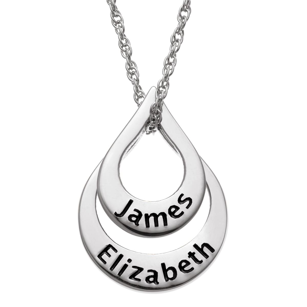 Sterling Silver Nesting Teardrop Names Necklace - 2 Names - 9022212 | HSN