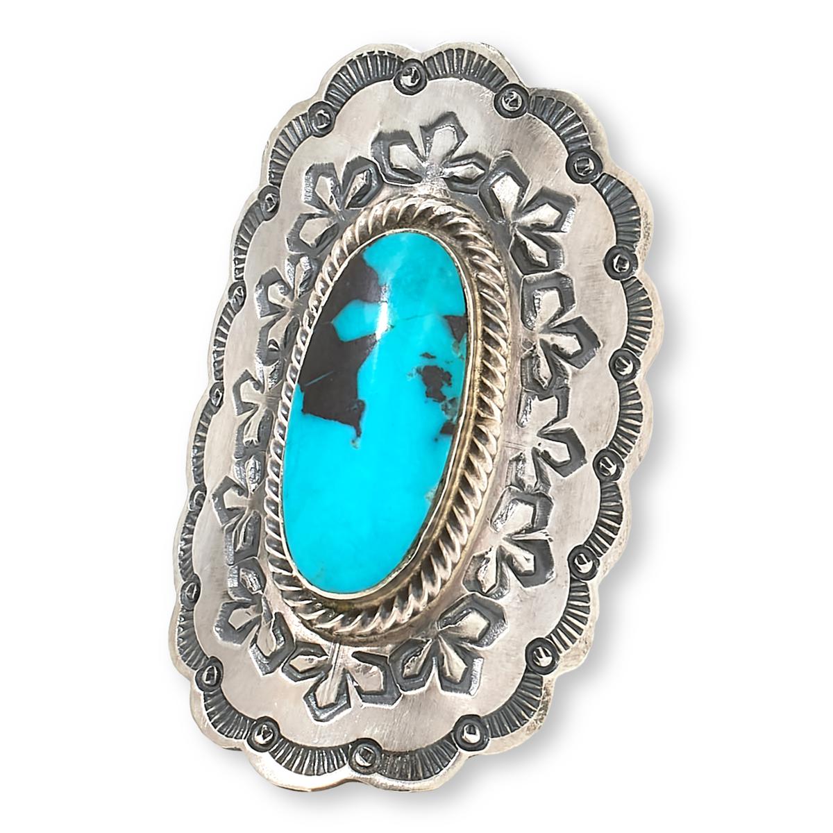 Chaco Canyon Sterling Silver Patagonia Turquoise Oval Elongated Ring | HSN