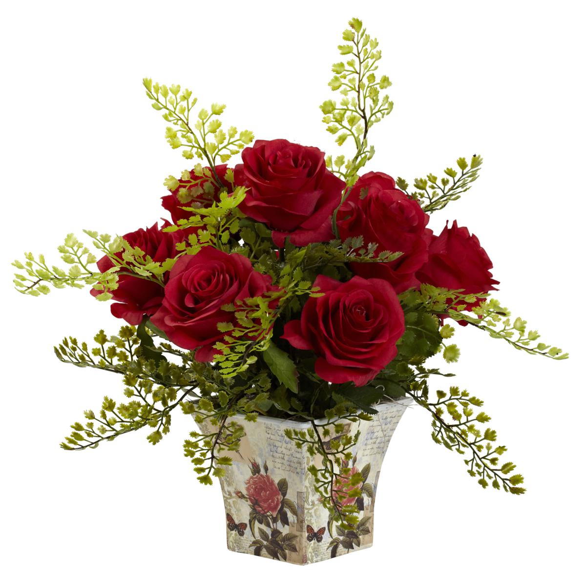 Nearly Natural Silk RoseBush Flower Arrangement 9195946 HSN