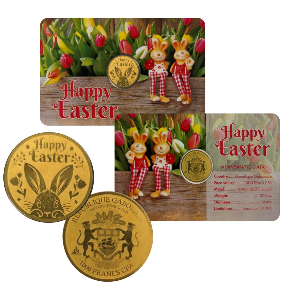 Happy Easter Bunnies 1/1000 oz. Gold Coin and Easter Card Sleeve | HSN