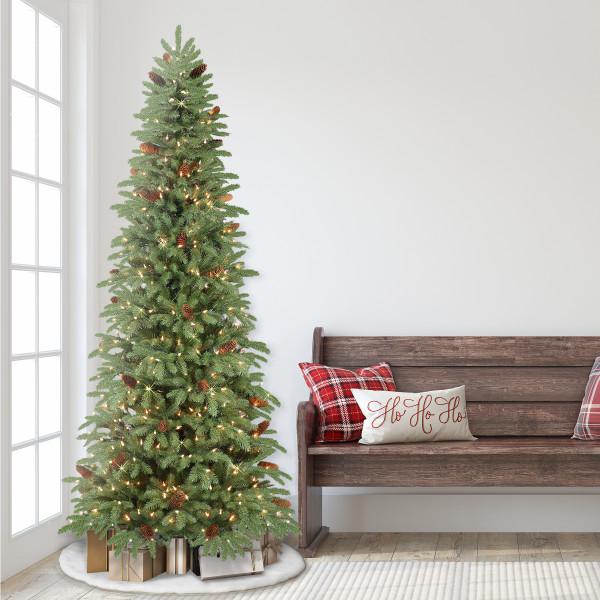 Puleo International 7.5' PreLit Slim Spruce Artificial Christmas Tree 9701230 HSN