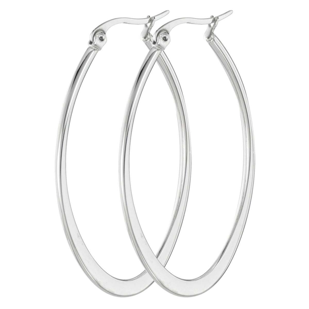 Stately Steel Flat Oval Hoop Earrings 9722525 HSN