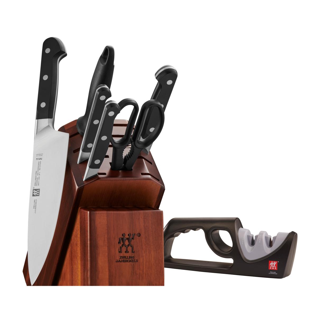 ZWILLING Pro 7Piece Knife Block Set with Bonus Sharpener 9763236 HSN