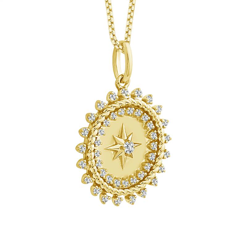 アクセサリー Kim Necklace - Yellow Gold Princess & Round-Cut Diamond Chevron Necklace 1/4 ct tw 10K