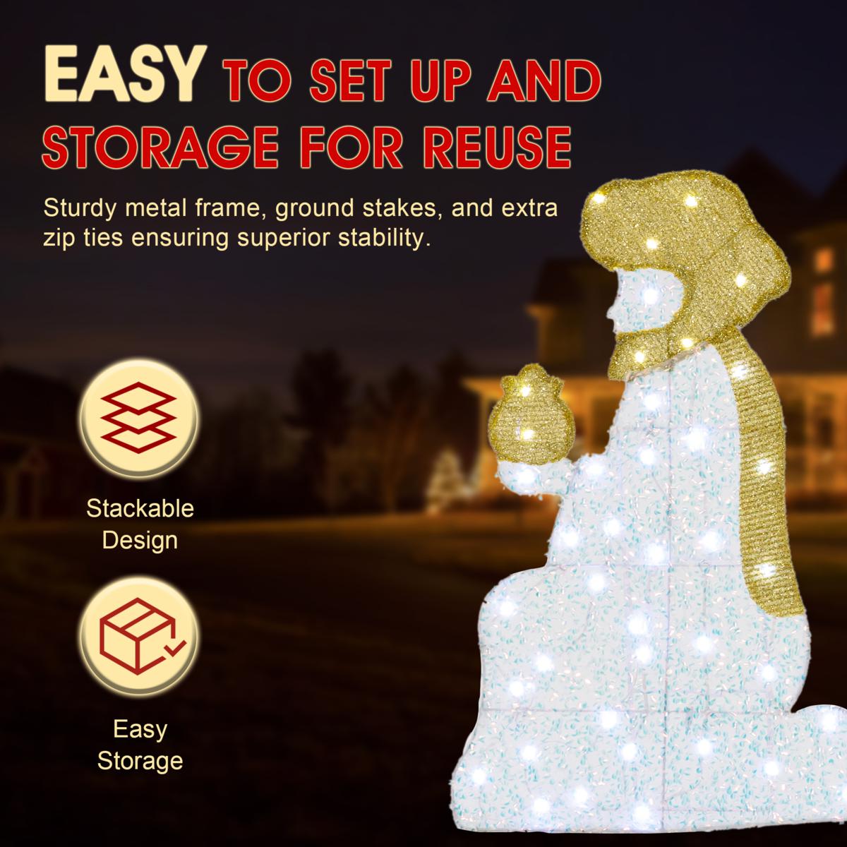 11-Piece Lighted 2D Iridescent Fabric Nativity Scene | HSN