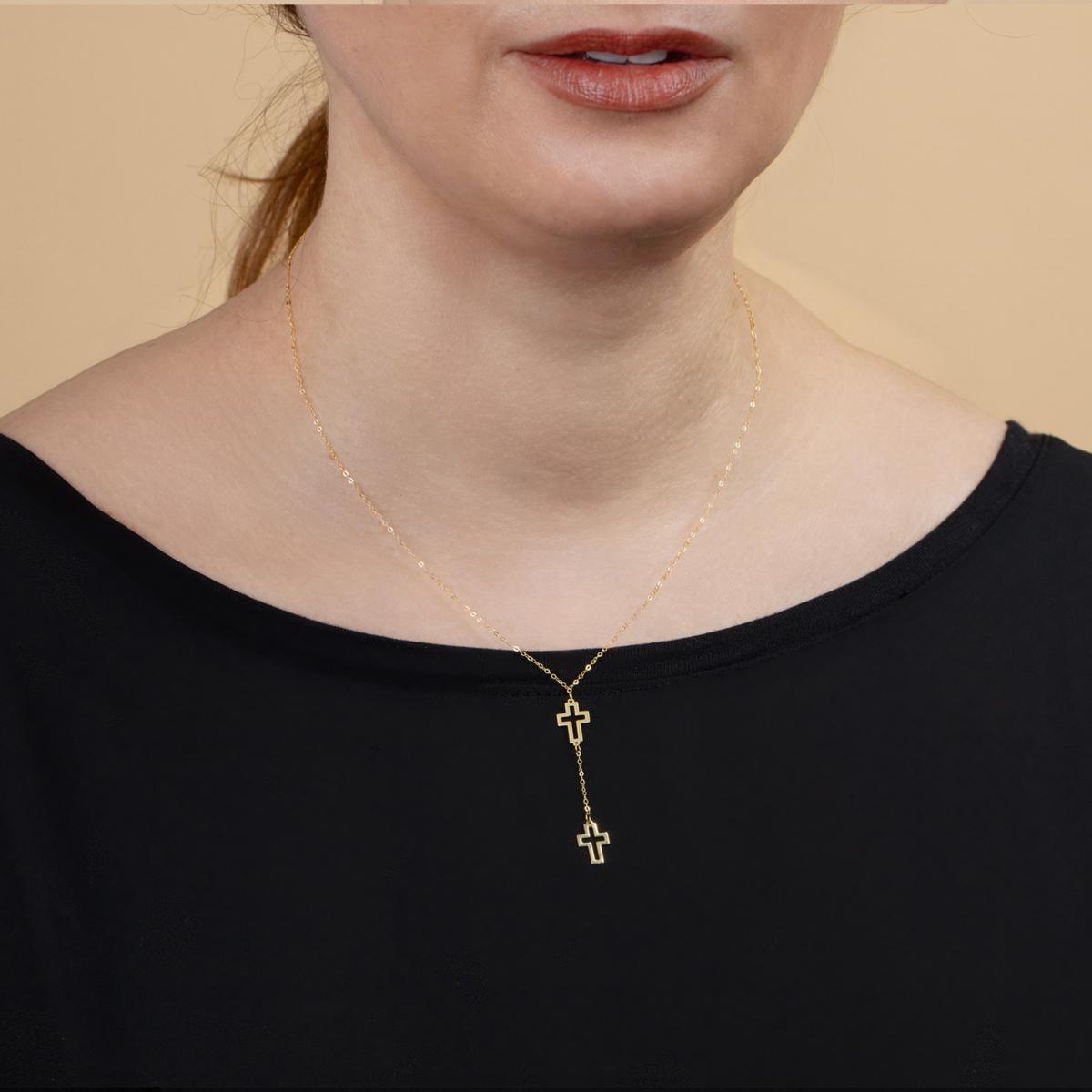 14K Double Cross 18