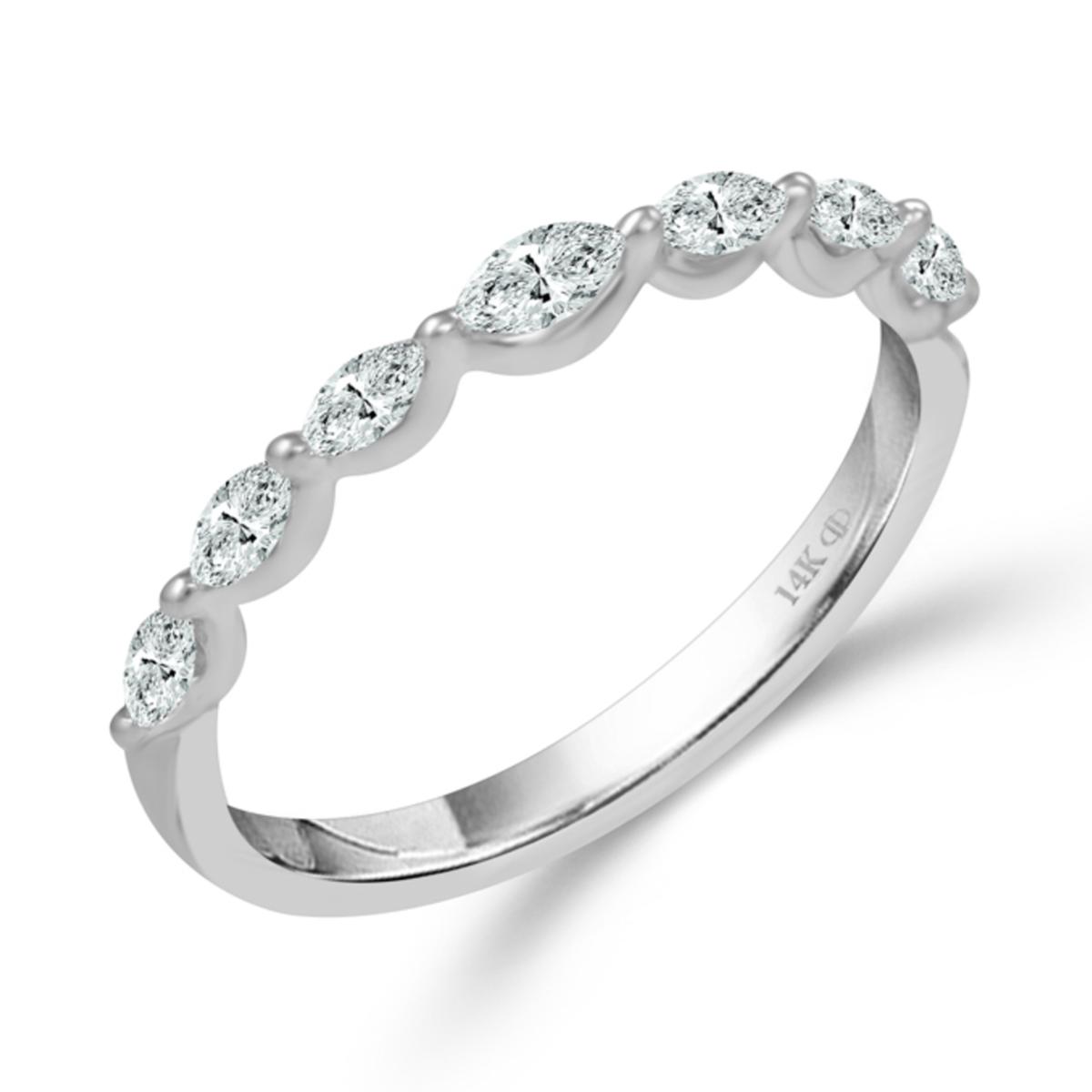 14K White Gold 1/4ctw Diamond Marquise Cut 7-Stone Anniversary Ring