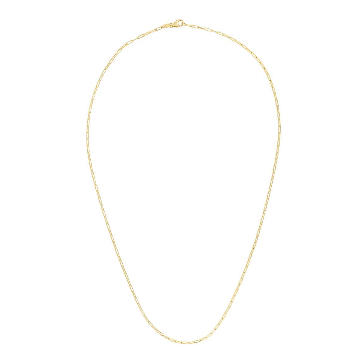 14K Yellow Gold Paperclip Link Chain Necklace 16