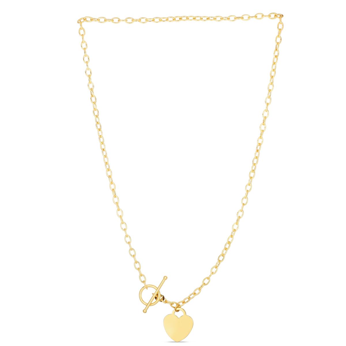 14K Yellow Gold Polished Heart Charm Toggle Necklace