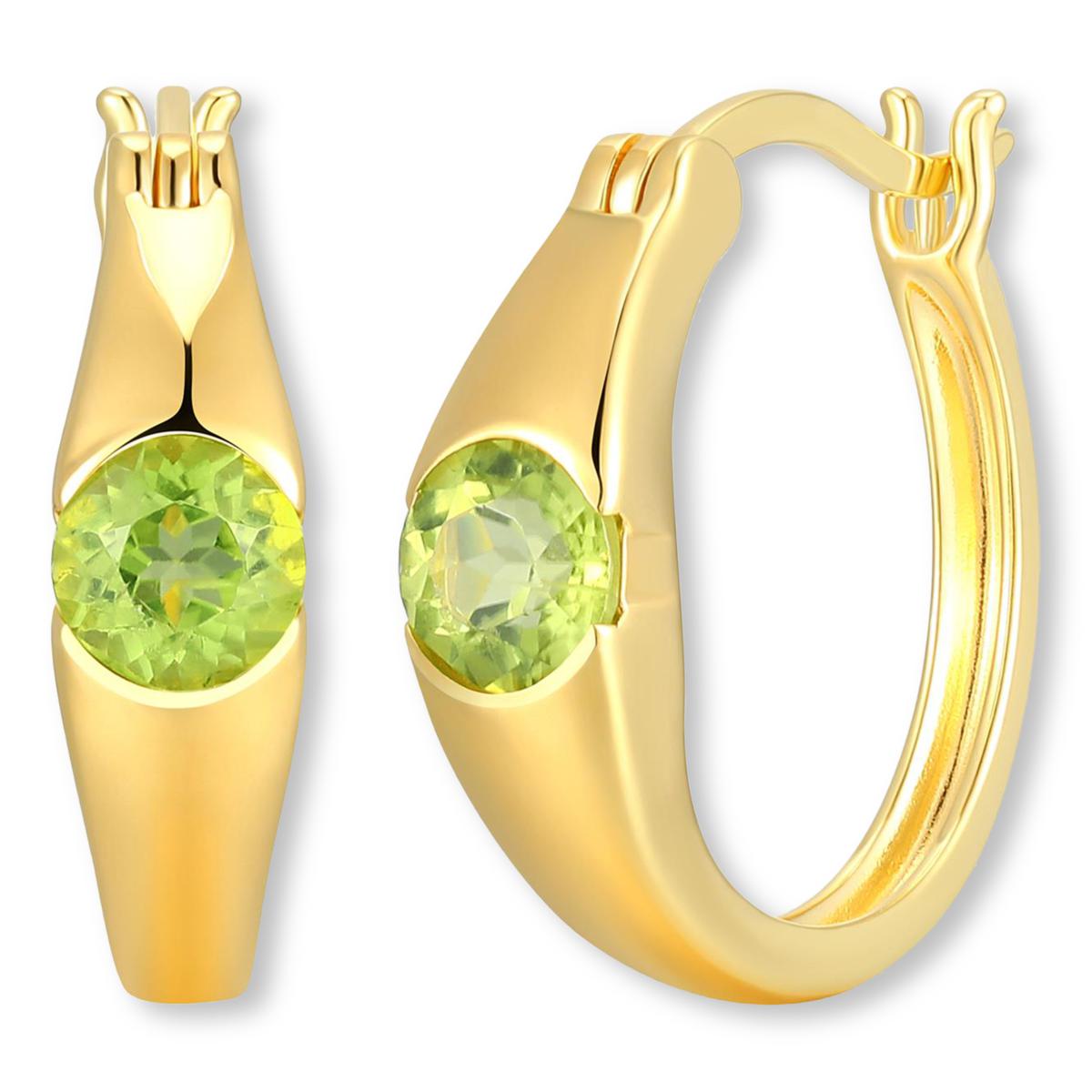 18K Gold-Plated Colored Gemstone Solitaire Hoop Earrings